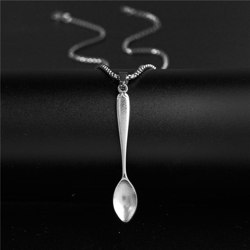 

Pendant Necklaces Stainless Steel Spoon Necklace For Women Simplicity Clavicle Chain Fashion Hip Hop Punk Jewelery Party Gift 2021 Trend, Silver