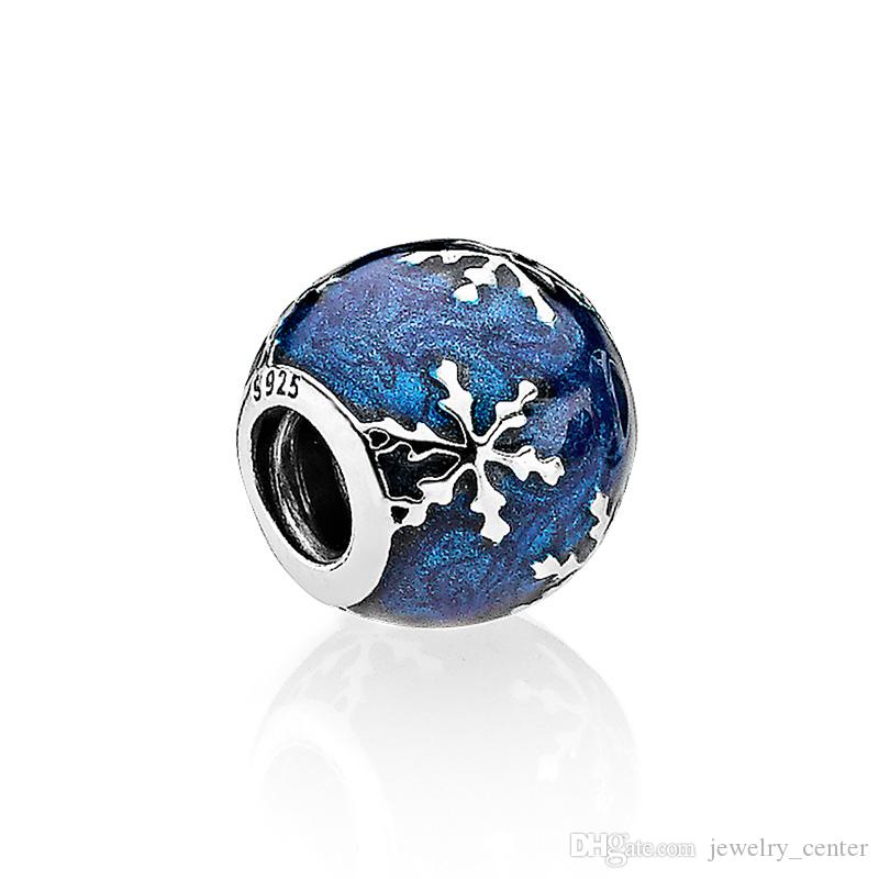 

Authentic 925 Silver Blue enamel Charm Jewelry Accessories European Beads Original box for Pandora Bracelet Bangle snowflake Charms