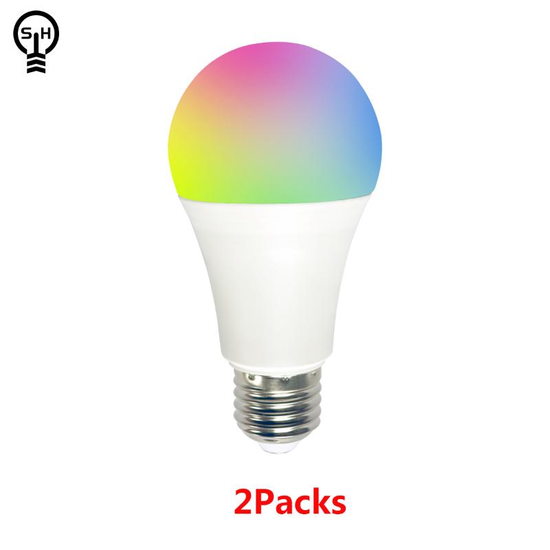 

Bulbs Voice Control 9W RGB Smart Light Bulb Dimmable E27 WiFi LED Magic Lamp AC 220V Work With Alexa Google Home 2Packs