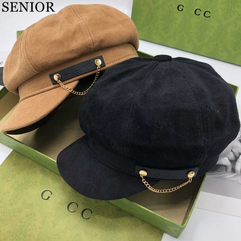 

Berets 2021 Fashion Solid Color Sunshade Military Hat Autumn And Winter Retro Elegant Plain Beret Women's British Style Flat Top, Khaki