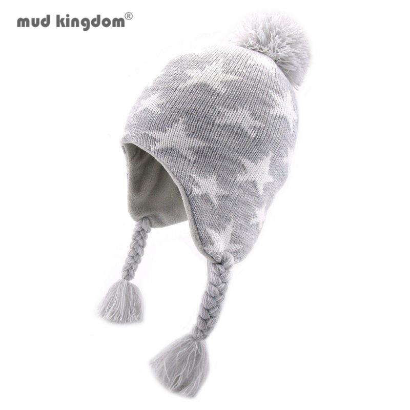 

Caps & Hats Mudkingdom Warm Boys Girls Knit Hat With Earflaps Pomppom Star Heart Printing Fashion Soft Cute For Kids Clothing Winter, Yellow