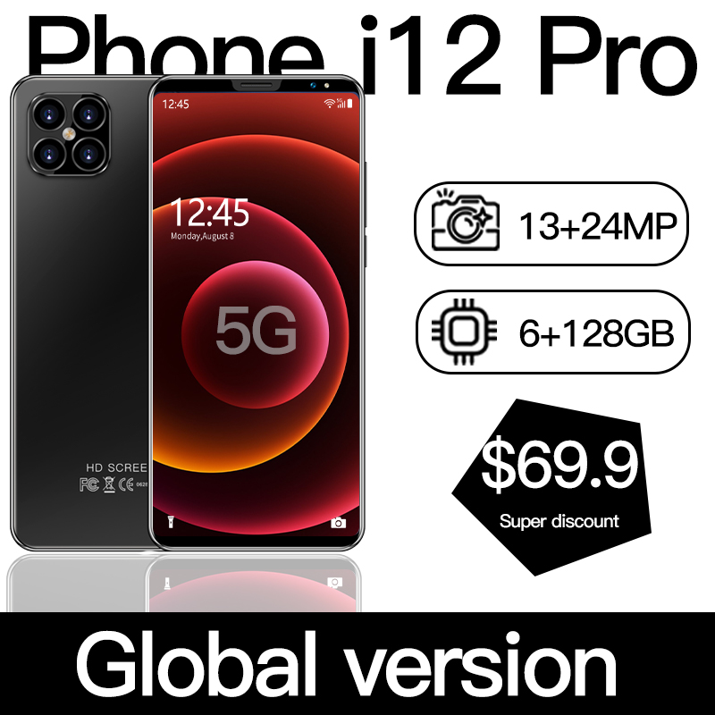 

Phone i12 pro 6GB 128GB 5G Global Version Smartphone 6.1 10 core 4g network Mobile Phones Android 10 CellPhone Smart phone