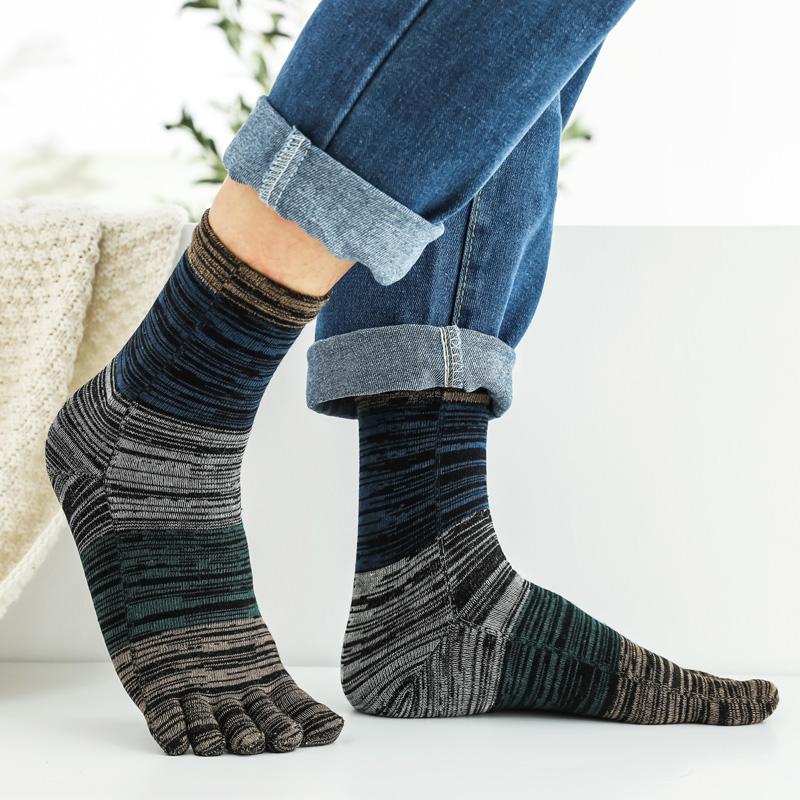 

Men's Socks Five Toe Autumn And Winter 5 Finger Split Thumb Sweat Absorbing Breathable Novelty, Black