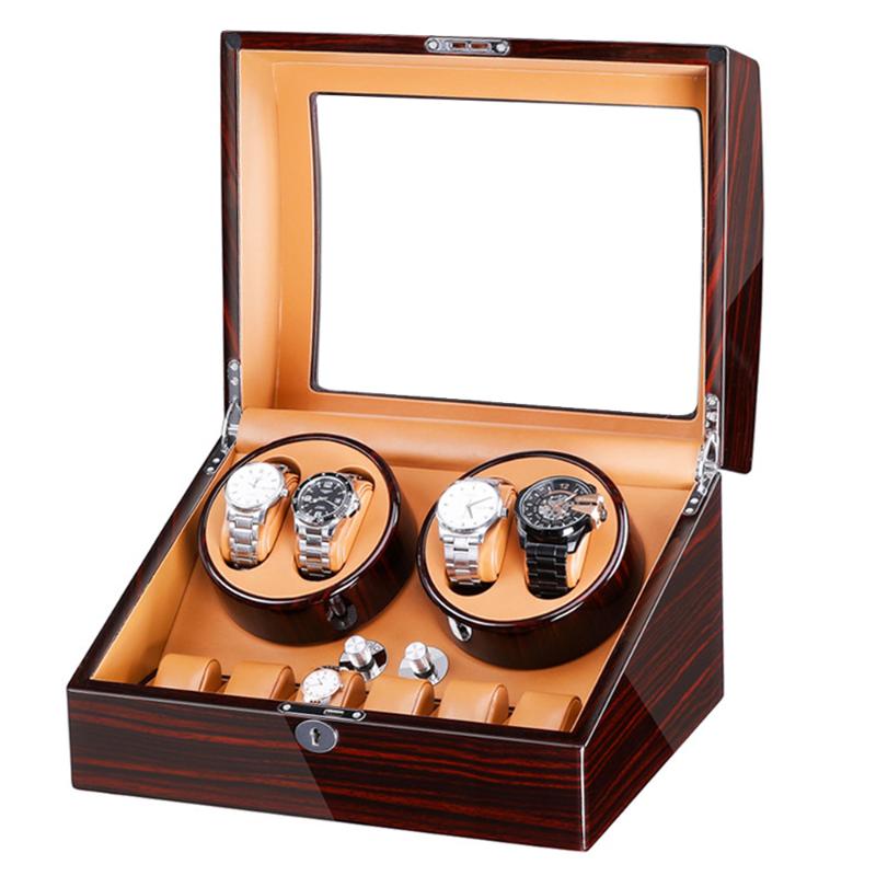

Watch Boxes & Cases Light Winder For Automatic Watches Version 4+6 Wooden Accessories Box Storage Collector Shaker