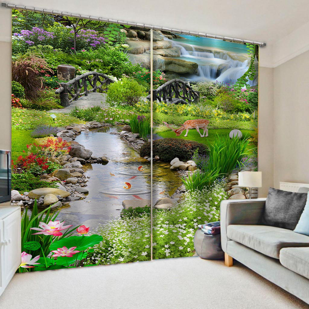 

3D Printing Blackout Curtain Custom High Quality Silk Decoration Living Room Bedroom Drapes, Customize