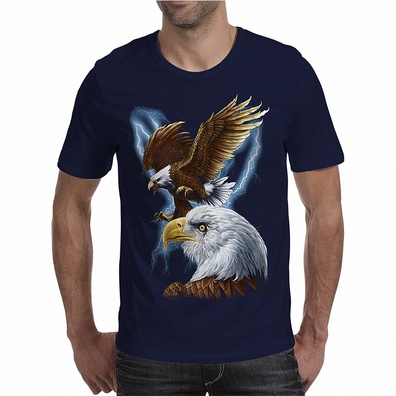 Men's T shirt 3D Print Graphic Animal Plus Size Round Neck Daily Holiday Print Short Sleeve Tops Elegant Exaggerated Navy Blue c0Mf#