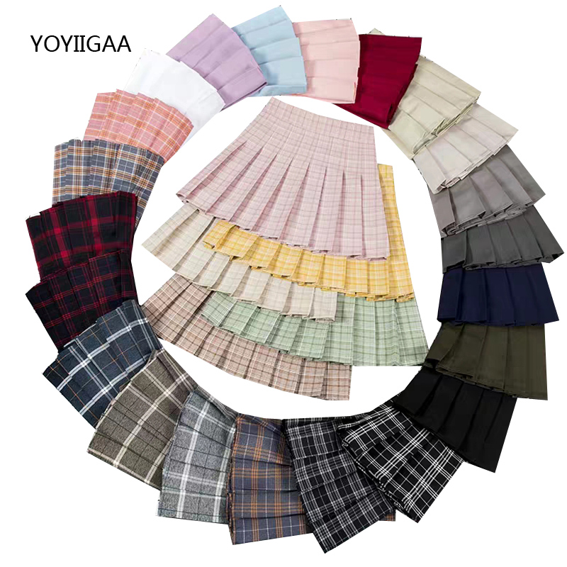 

Fashion Women Pleated Skirt Summer High Waist Ladies Plaid Skirts Preppy Style Female Mini Skirts Slim Sweet Girls Short Skirt, D31