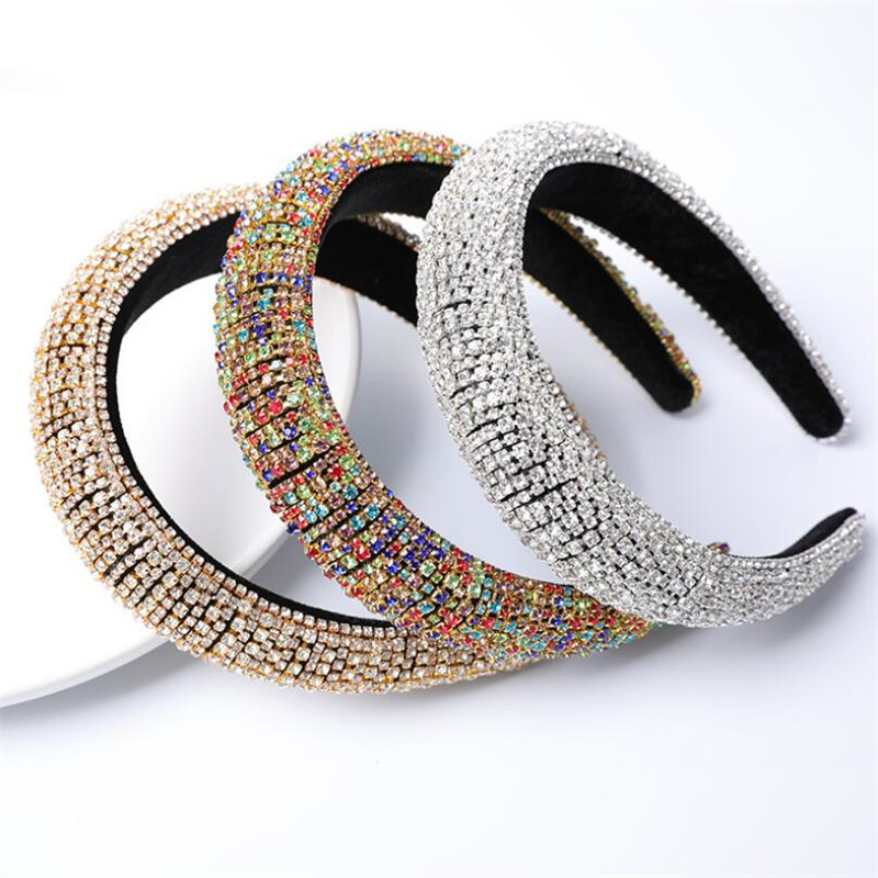 

Fashion Rhinestone Padded Headband Tiaras and Crowns Jewelry Wedding Hoop Women Hairbands Girls Head Ornaments