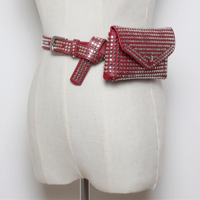 

Waist Bags Women Travel Multi-use Fashion Rivets Luxury Casual Bag Fanny Pack Adjustable Belt Purse Small Punk Style Gift Phone Pouch