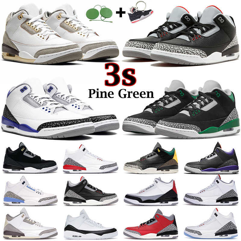 

mens basketball shoes jumpman 3s Pine Green Racer Blue Cool Grey Georgetown Medium Royal Cement Black White Fire Red 3 men trainers outdoor