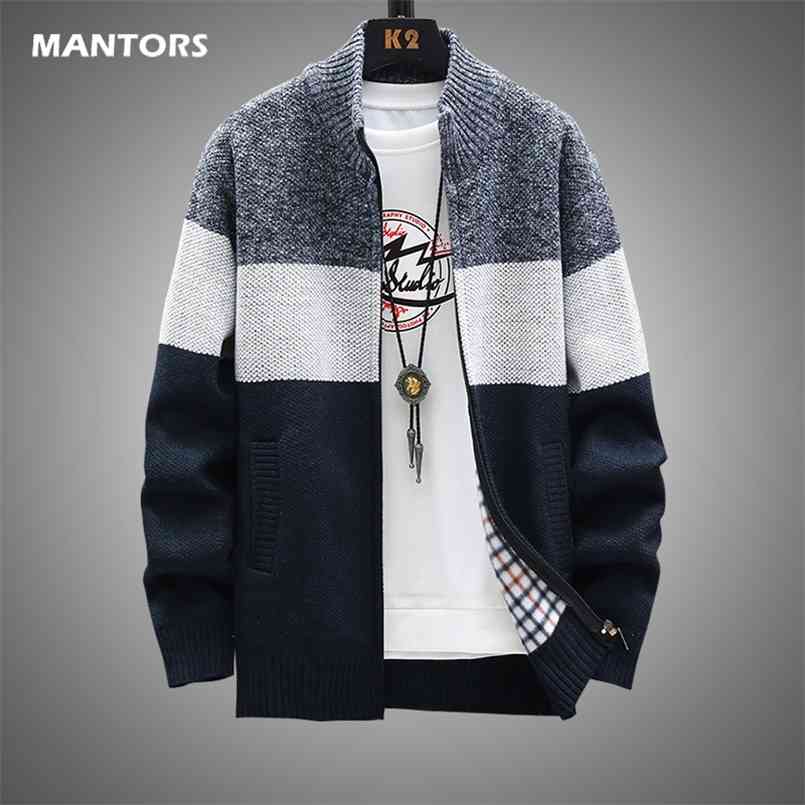 Slim Sweater Men Spring Cardigan Sweaters Mens Streetwear Thick Warm Sweaters Coat Knitted Men's Patchwork Jumper Clothing 210809