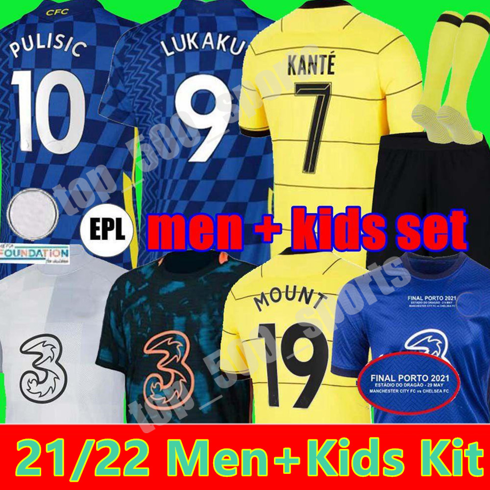 

finals CFC LUKAKU soccer jersey PULISIC ZIYECH HAVERTZ KANTE WERNER CHILWELL MOUNT JORGINHO 2021 2022 Mendy football shirt 20 21 22 home AWAY 3RD fourth men + kids socks, Home kids