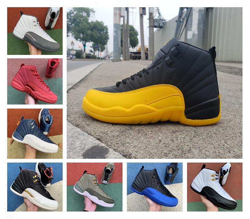 

New Jumpman 12S Basketball Shoes Black University Gold 12 Sneakers white black Reverse Flu Game 12s iridescent Trainers Sunrise Mens Shoes, Color 7