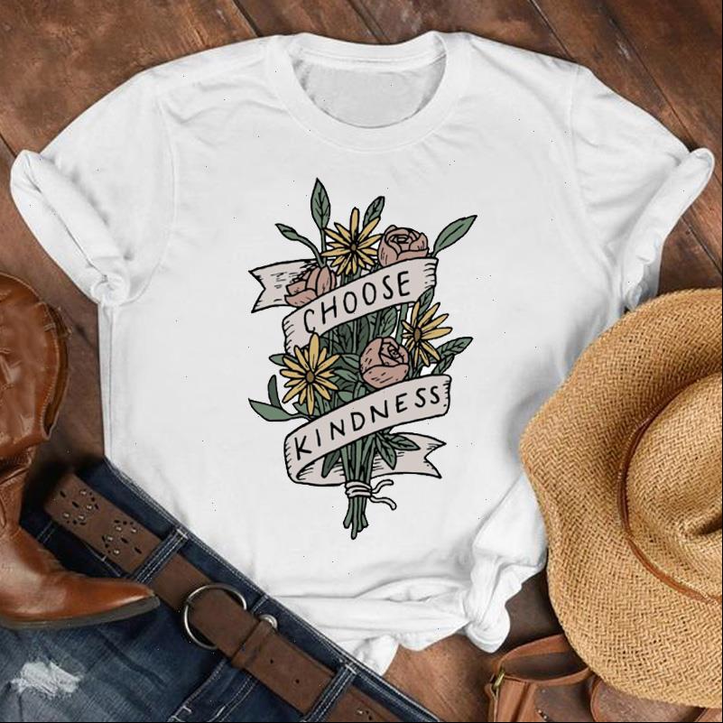 

women lady cartoon kind letter womens floral fashion summer fall shirt clothes tee female print t, White