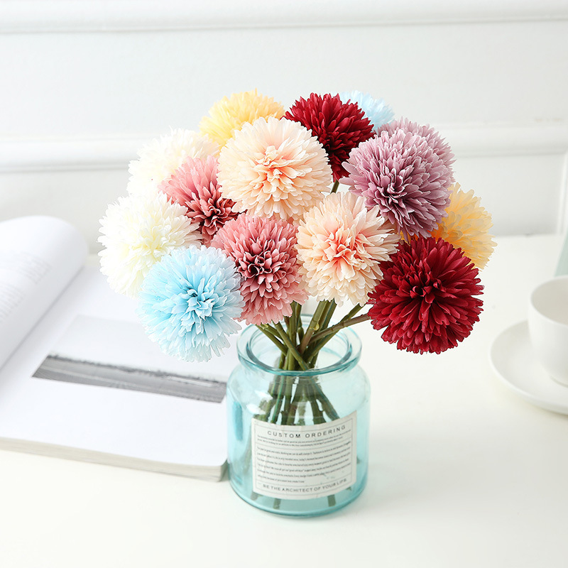 

Party wedding decorative artificial chrysanthemum flowers fake silk ball flower home dinner table decoration gift DIY accessories, As picture shown