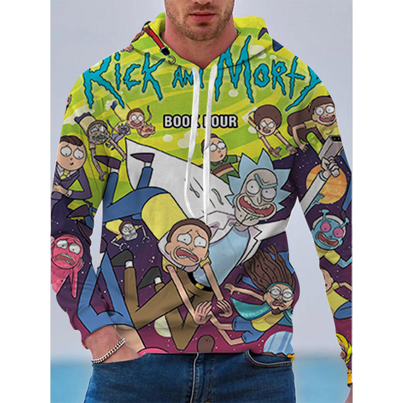 Funny comic pattern men 3D printed Anime Rick Customized hoodie visual impact party top punk goth round neck high quality American sweater hoodie