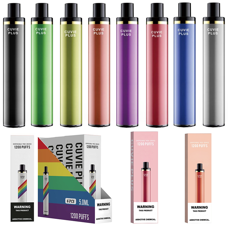 

Cuvie Plus Disposable Vape Pen Kits 1200 Puffs Pre-filled cigarettes 950mAh Battery 5ML Vapor Pod Device eCigs Puffbars Vapes