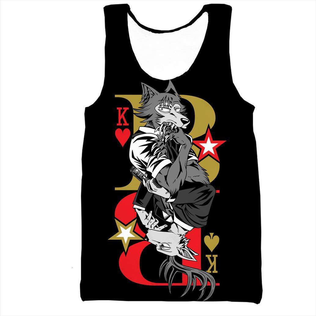 

beastars men women fashion cool 3d printed vest summer casual harajuku style streetwear, White;black