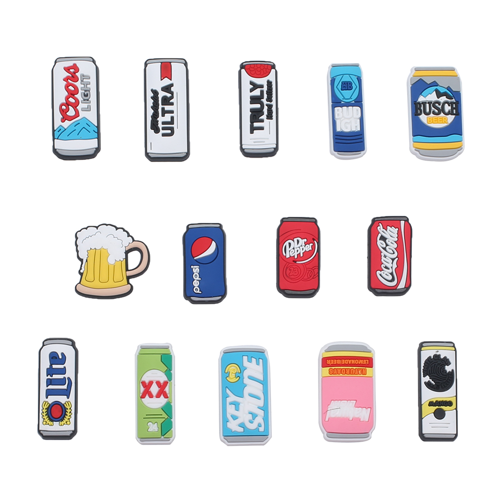 

MOQ=100pcs/lot beverage PVC Shoe charms Shoecharm Buckles Fashion Accessories Plastic ornaments Soft Rubber Jibitz for croc shoes