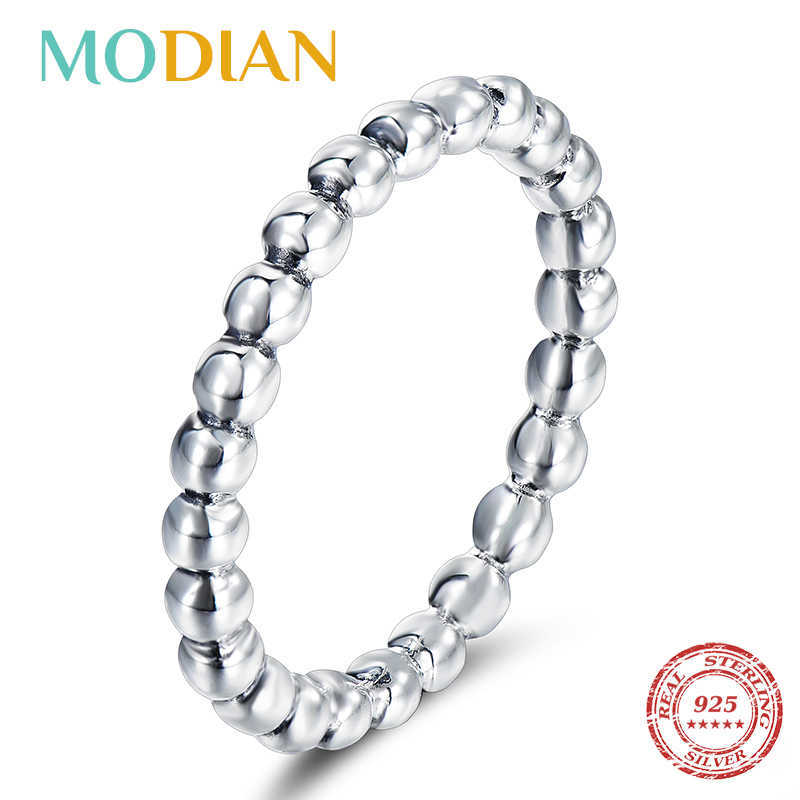

Minimalist Simple Real 925 Sterling Silver Fashion Beads Stackable Finger Ring For Women Charm Wedding Fine Jewelry 210707