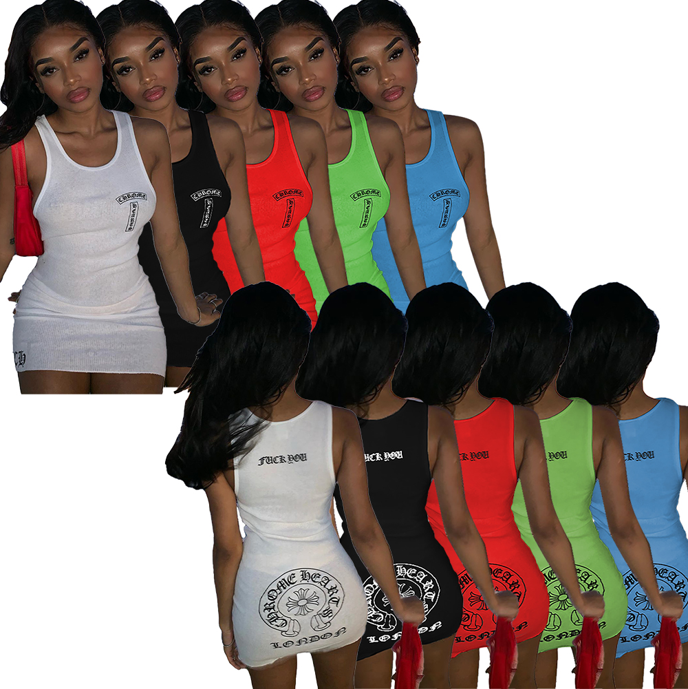 

Summer Women Casual Dresses Designers Sleeveless One Piece Dress Fashion Sexy Party Nightclub Bodycon Pencil Mini Skirt Plus Size, Mix colors