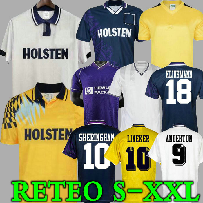 

1991 1993 Gascoigne retro soccer jersey 1992 1994 1995 Sheringham Mabbutt Ruddock Lineker Klinsmann Barmby vintage classic football shirt, Black;yellow
