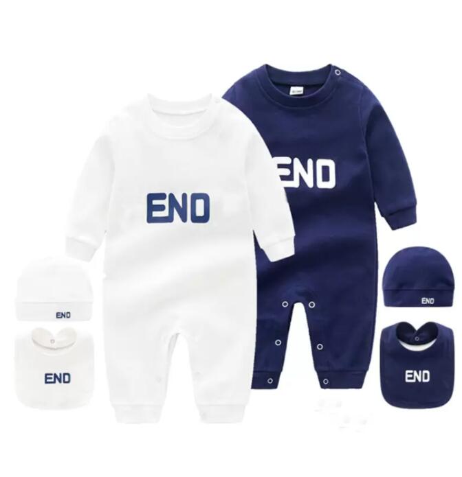 

Fashion Brand Style Baby Rompers Children Clothes 3 Pcs Set Cotton Letter Long Sleeved Toddler Baby Boy Girl Romper Clothing