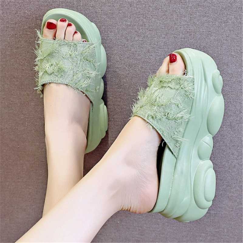 

Summer Platform Slippers Woman Slides Outdoor Beach Shoes Female Wedge Non-Slip Fashion Fairy Wind Flip Flops Zapatos De Mujer, Black