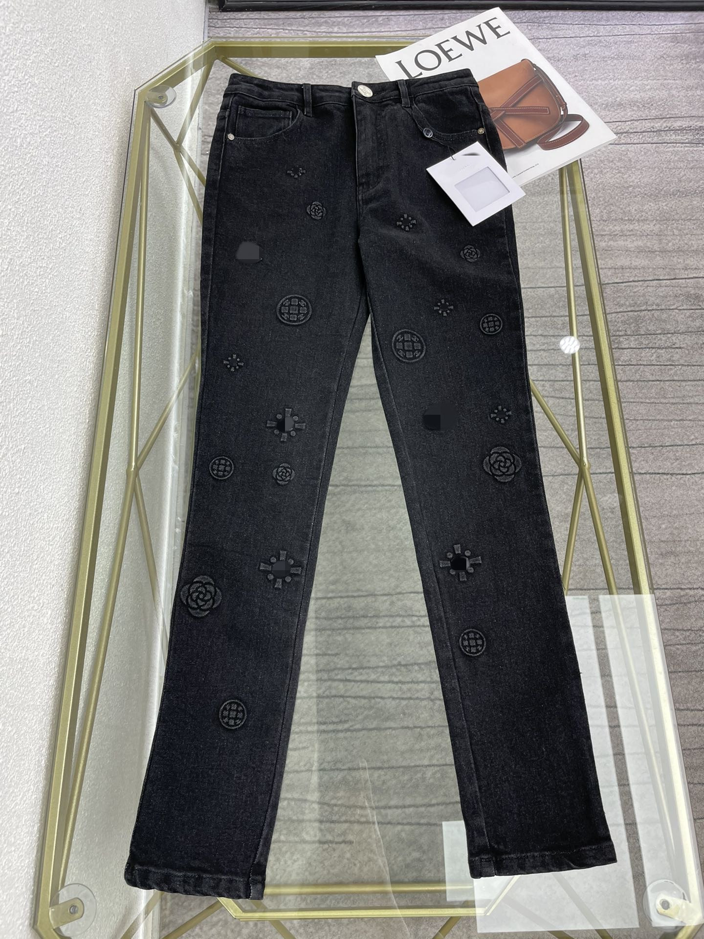 

Luxury Women' Jeans 2021 Spring Summer Autumn Black Embroidery Fashion Designer Skinny,Slim Brand Same Style 0528-1