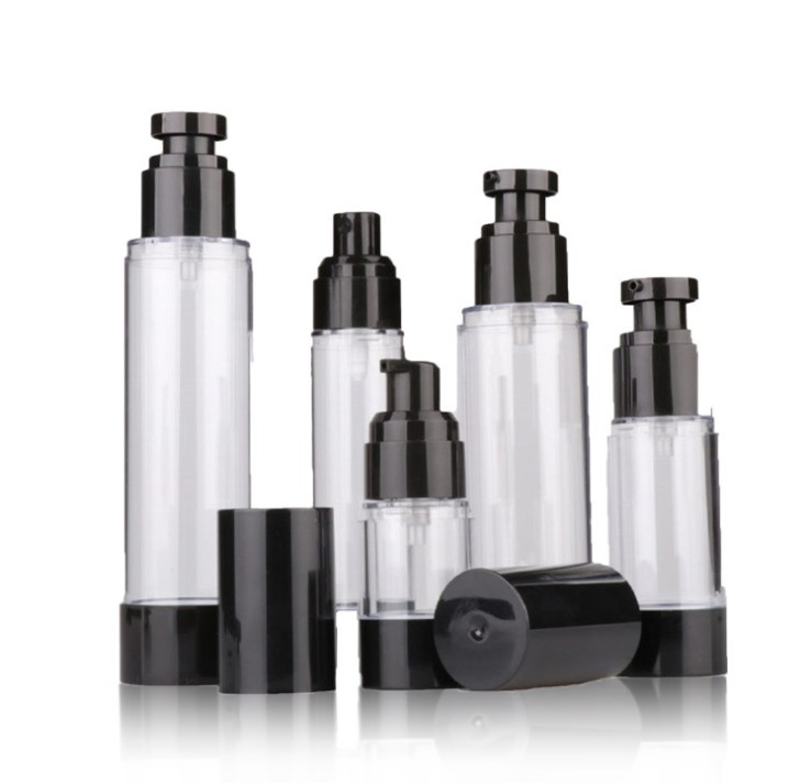 

15ml 30ml 50ml 80ml 100ml 120ml Empty Black Airless Pump Dispenser Bottle Refillable Lotion Cream Vacuum Spray Atomizer