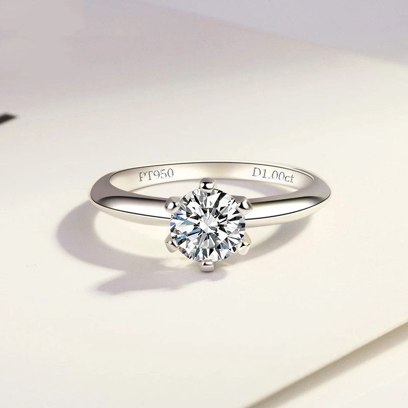 

Classic 925 Sterling Silver Round Brilliant Cut 1-5 Carat Pass Tester D Color Moissanite Wedding Ring Diamond Jewelry