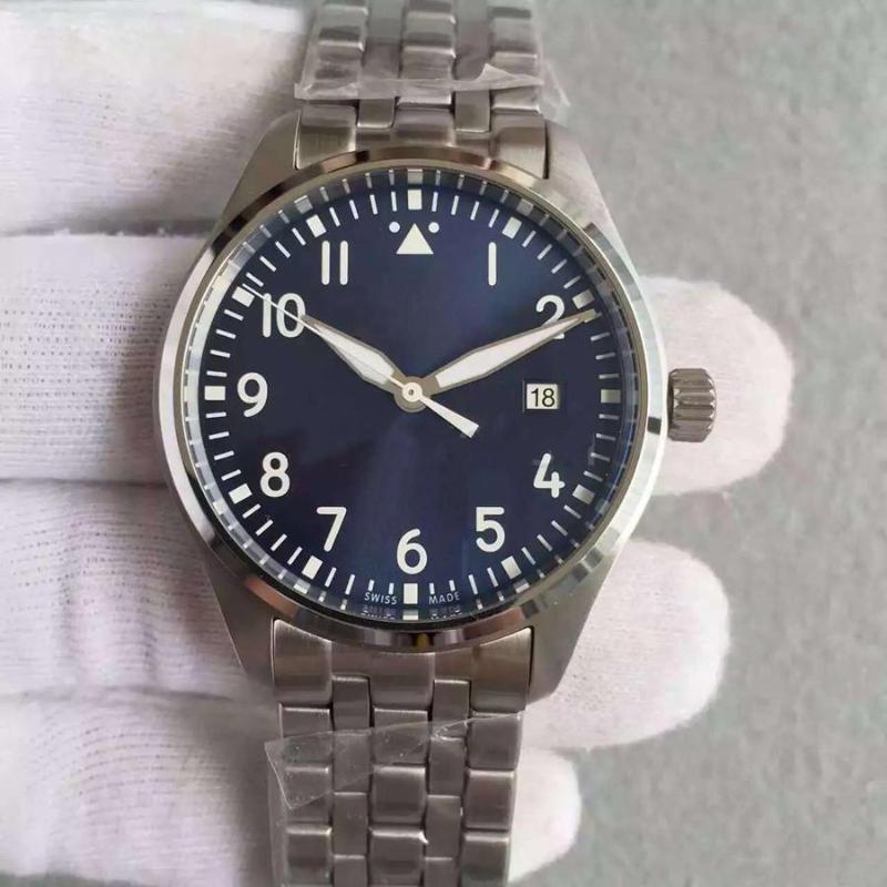 

High Quality Mens Watches MARK 40mm Blue And Black Face Dial Stainless Steel Strap Sports Men's Mechanical Wristwatches, Slivery;brown