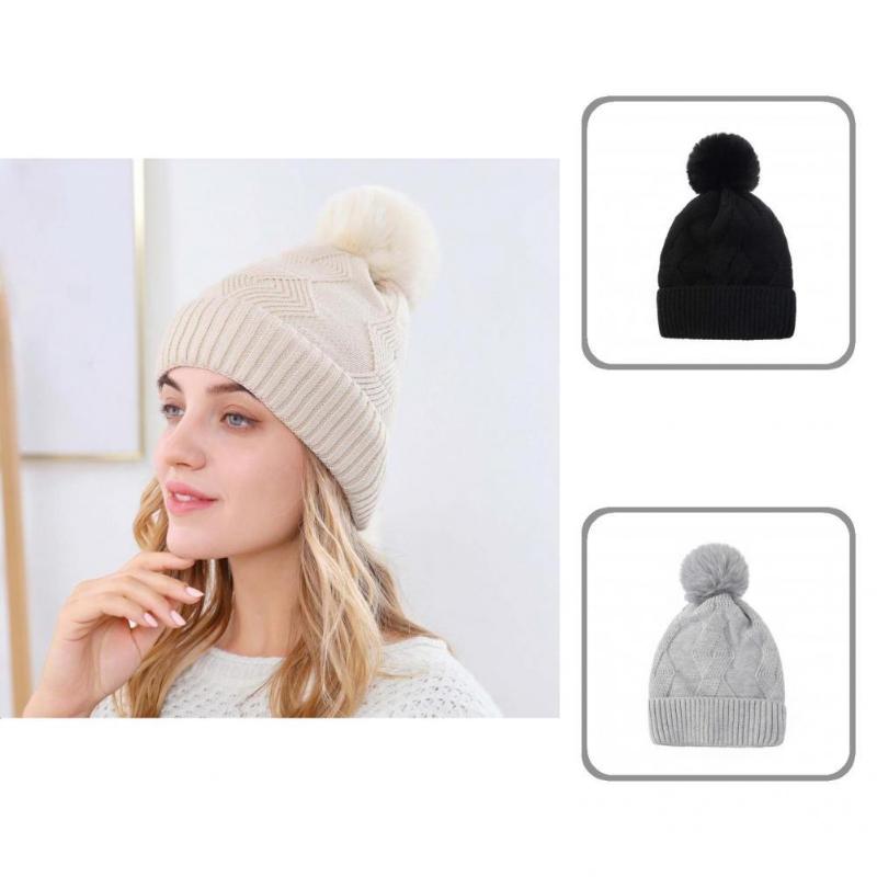 

Berets Knitted Breathable Brimless Women Bonnet For Home Hat, Grey
