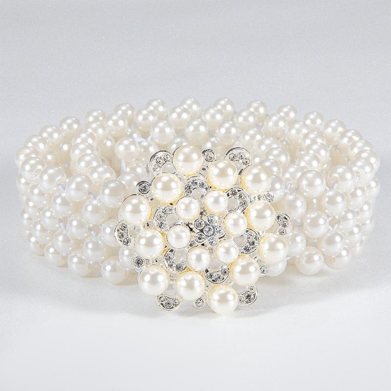 

Belts Bridal Pearl Belt For Women Dress Waist Chain Luxury Elegant Fashion Designer Female's With Jewelry Wedding Party, Black