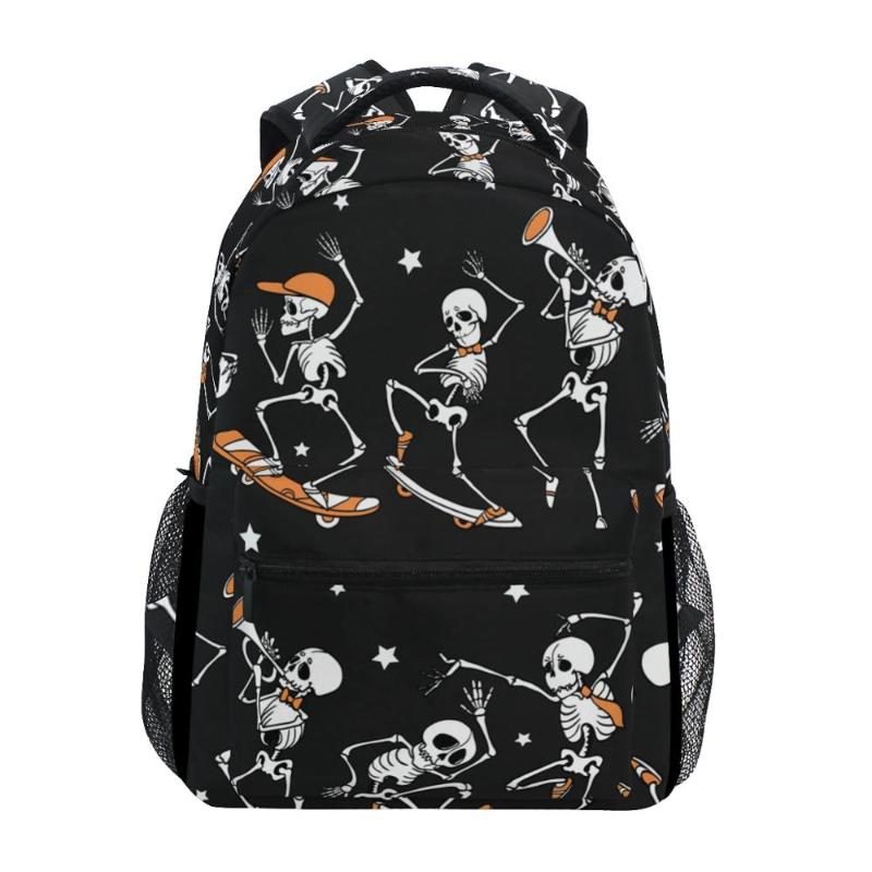 

School Bags ALAZA Skull Printing Backpack For Girls Female Travel Black Women Laptop Book Big Capacity Student Bag, 01