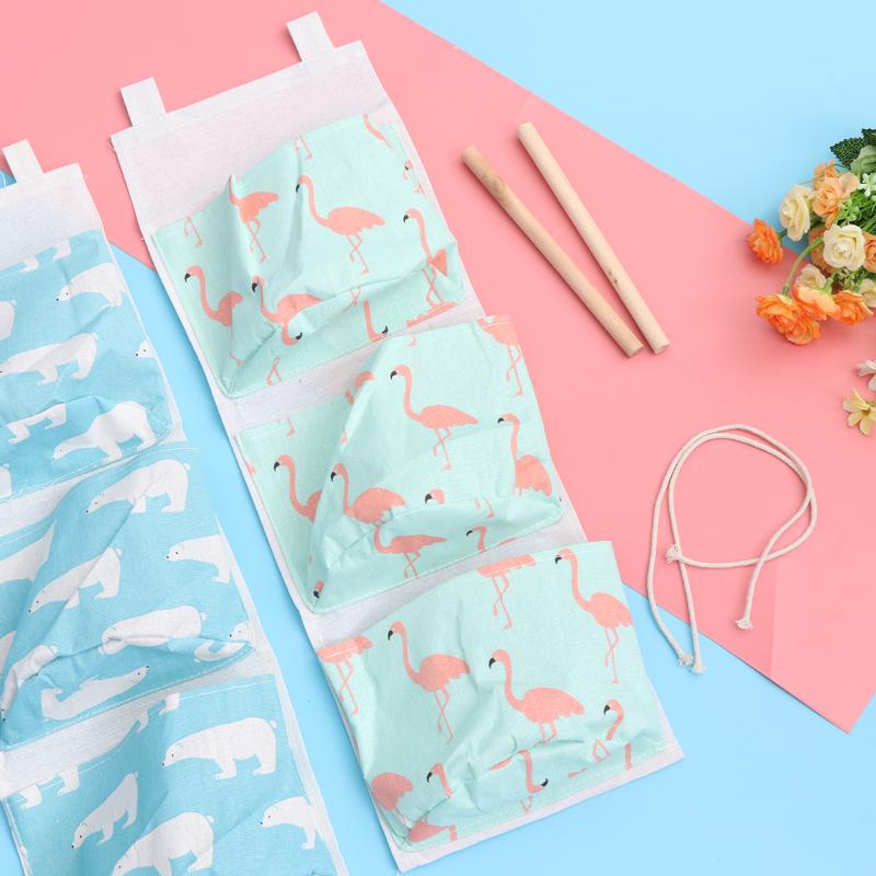 

Storage Boxes & Bins 2pcs Door Wall Hanging Bag Practical Creative Fashion 3 Pockets Organizer For Key Phone Sundries (Bear And)