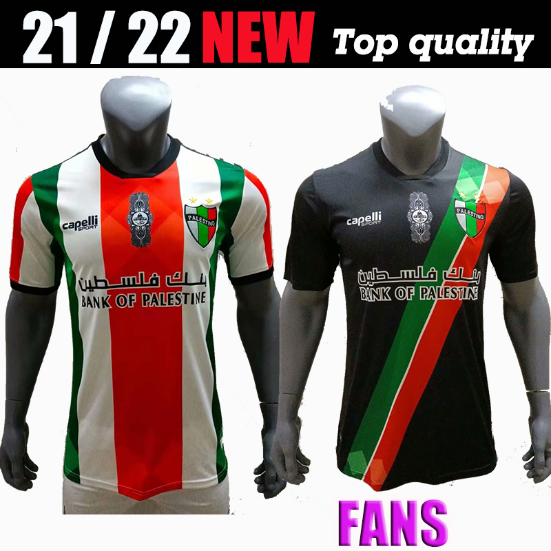 

Top quality 2021-2022 Palestine soccer jersey home black white custom name number Palestine football shirt