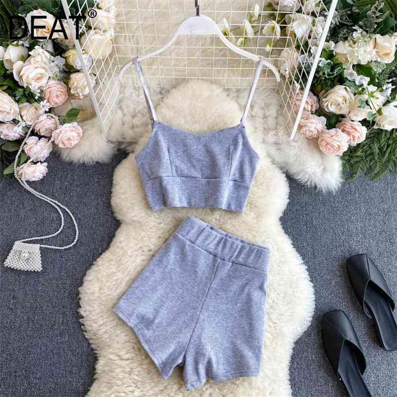 

Women Sports Shorts Arrivals Sling Casual Two Piece Set Fashion Sexy Backless Temperament Spring Summer 11D118 210525, Gray