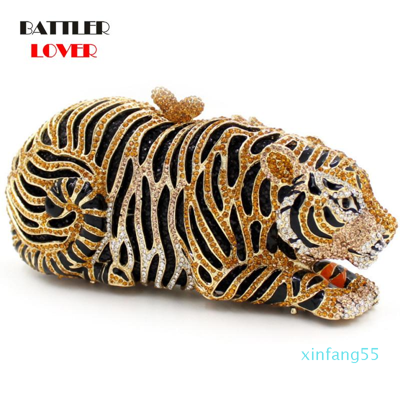 

Evening Bags Animal Tiger Shape Design Luxury Crystal Diamond Bag For Women 2021, Champange