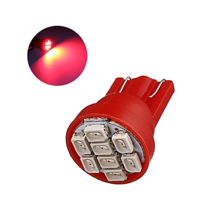 

100Pcs 12V Red Car Bulbs T10 W5W 194 192 168 2825 Wedge 8SMD 1206 LED Replacement Lamps Auto Interior Reading Map Dome Light