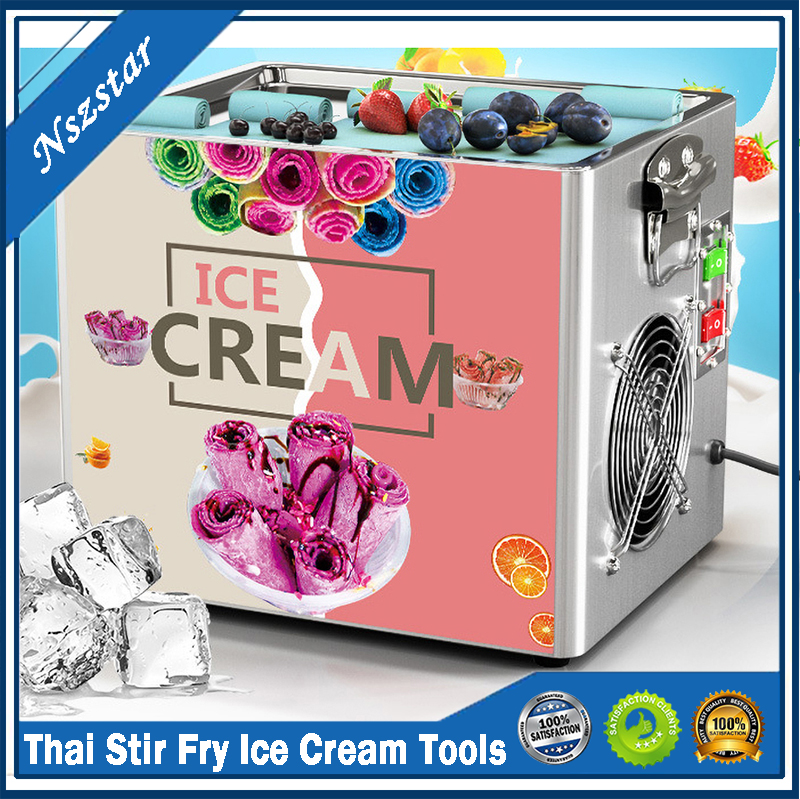 

New Thai Stir Fry Ice Cream Tools Roll Machine Kitchen Electric Small Fried Yogurt Portable Mini Kit