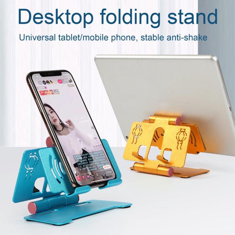 

Cell Phone Mounts & Holders Bracket Foldable Fine Workmanship Aluminum Alloy Double Sides Lazy Desktop Mobile Tablet Holder For Watching Vid