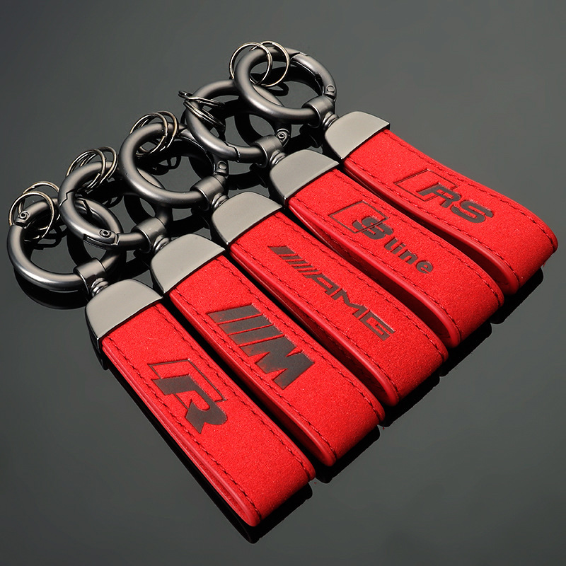 M three color sports Audi sline Audi RS Volkswagen r Mercedes Benz AMG suede car key ring pendant-image-731622178