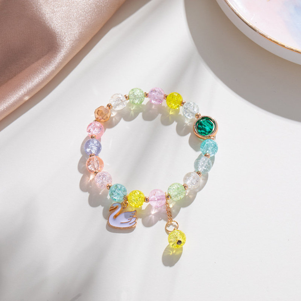 

Korean version fireworks crystal bracelet female little fresh Swan Pendant sister friend student Bracelet, Golden;silver