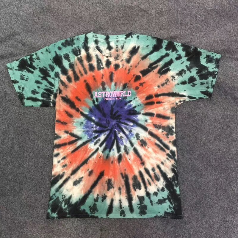 

t shirt Travis Scott Astroworld Festival Run Tie Dye T shirt Women Top Tees Men -Quality Short sleeve Fashion Cotton