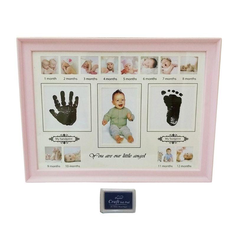 

Caps & Hats 40JC Baby Handprint Footprint Po Frame With Stamp Ink Born Decor Gift Kids Imprint Hand Inkpad Souvenirs, Yellow