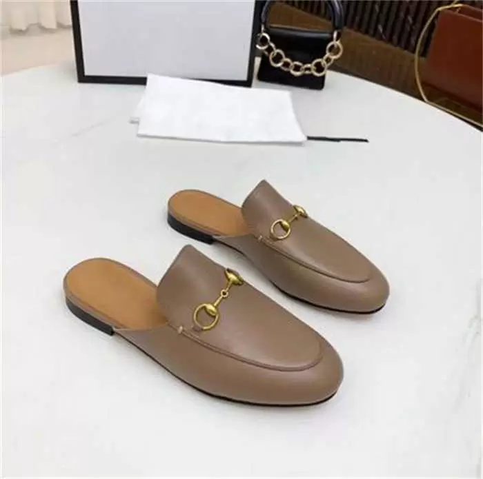 

2022 shoes Mules Designer Slippers Women Loafers Genuine Leather Sandals Casual Shoes Princetown Metal Chain Shoe Lace Velvet Slipper With Box