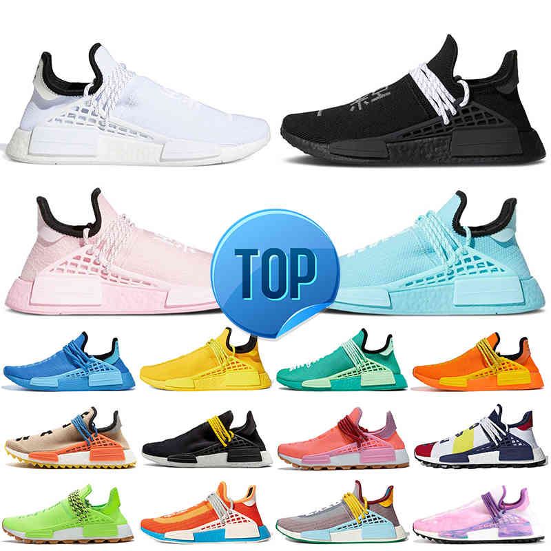 

BIG SIZE EUR 47 Mens Running Shoes 2021 Pharrell Williams NMD Human Race Womens Sneakers White Black Pink Green Hu Trail Nerd Trainers, Item49 human race 36-47