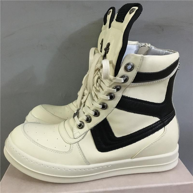 

2020ss classical patchwork genuine leather geobasket Boots high top quality handmade rivet punk rock Boots