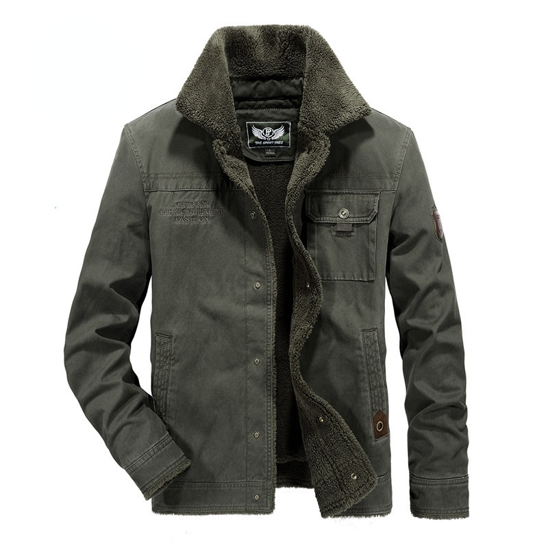 

Men Plus Velvet Jacket Large Size Washed Lapel Cotton-padded Jacket Casual Loose Top Winter, Black;brown